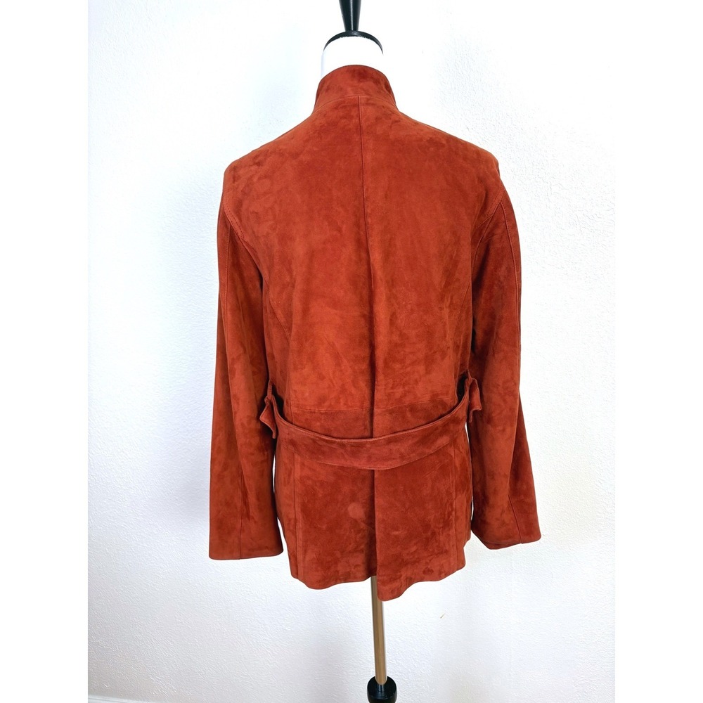 Y2K Vintage Adrienne's Vittadini Orange Suede Jacket Size 8 Made In Italy Chic - Picture 4 of 9